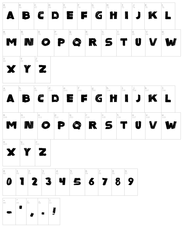Sinister Black font map